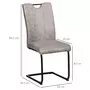 HOMCOM Lot de 4 chaises de salon design cantilever piètement luge acier noir revêtement microfibre gris