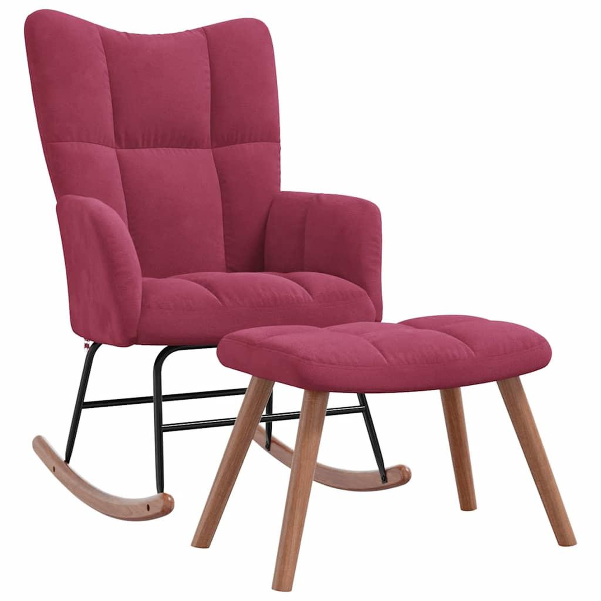 Voir la diapositive 2 : VIDAXL Chaise a bascule avec repose-pied Rouge bordeaux Velours
