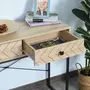 HOMCOM Table console industriel 2 tiroirs bois naturel pieds métal dim. 90 x 35 x 76 cm