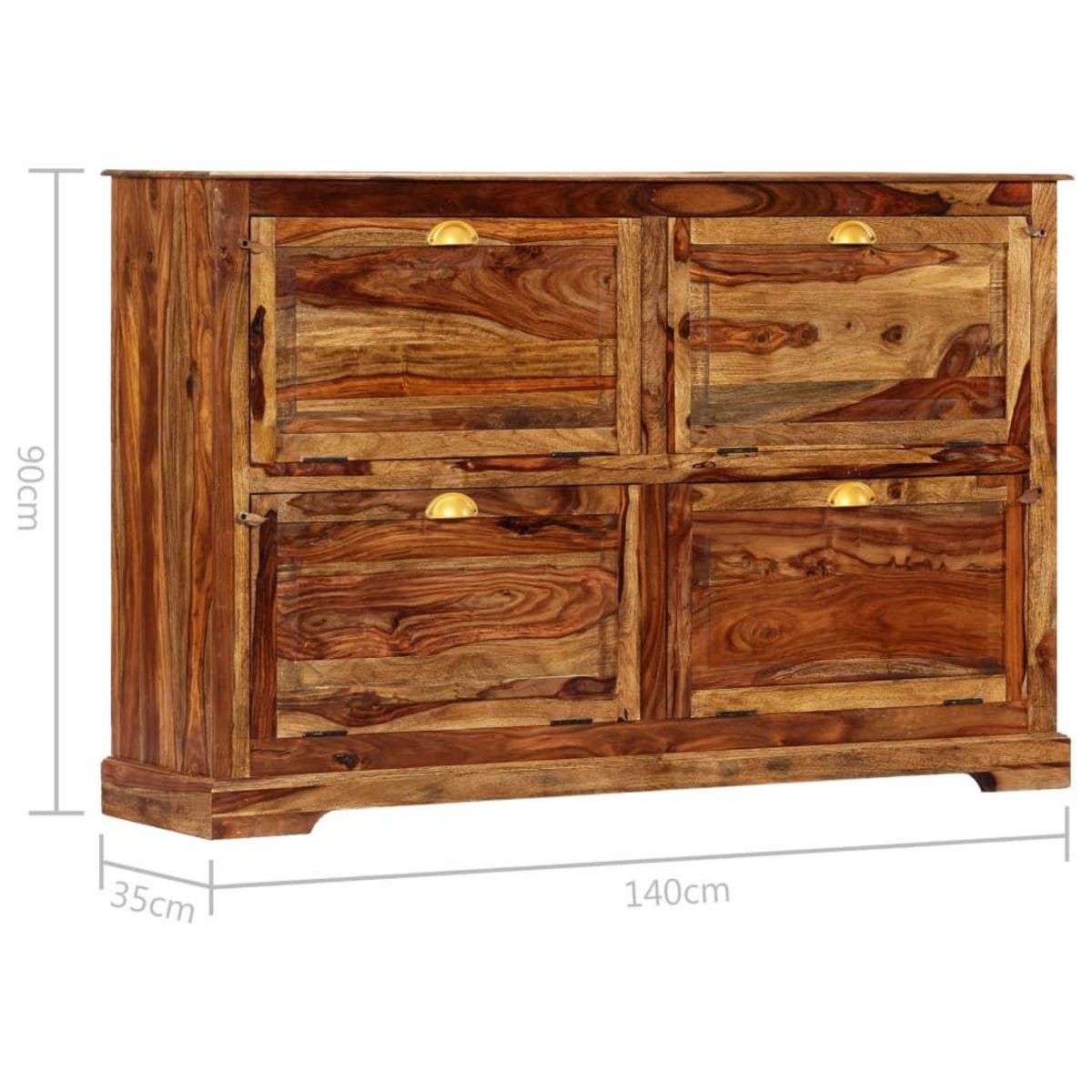 VIDAXL Armoire a chaussures 140 x 35  x 90 cm Bois massif de Sesham