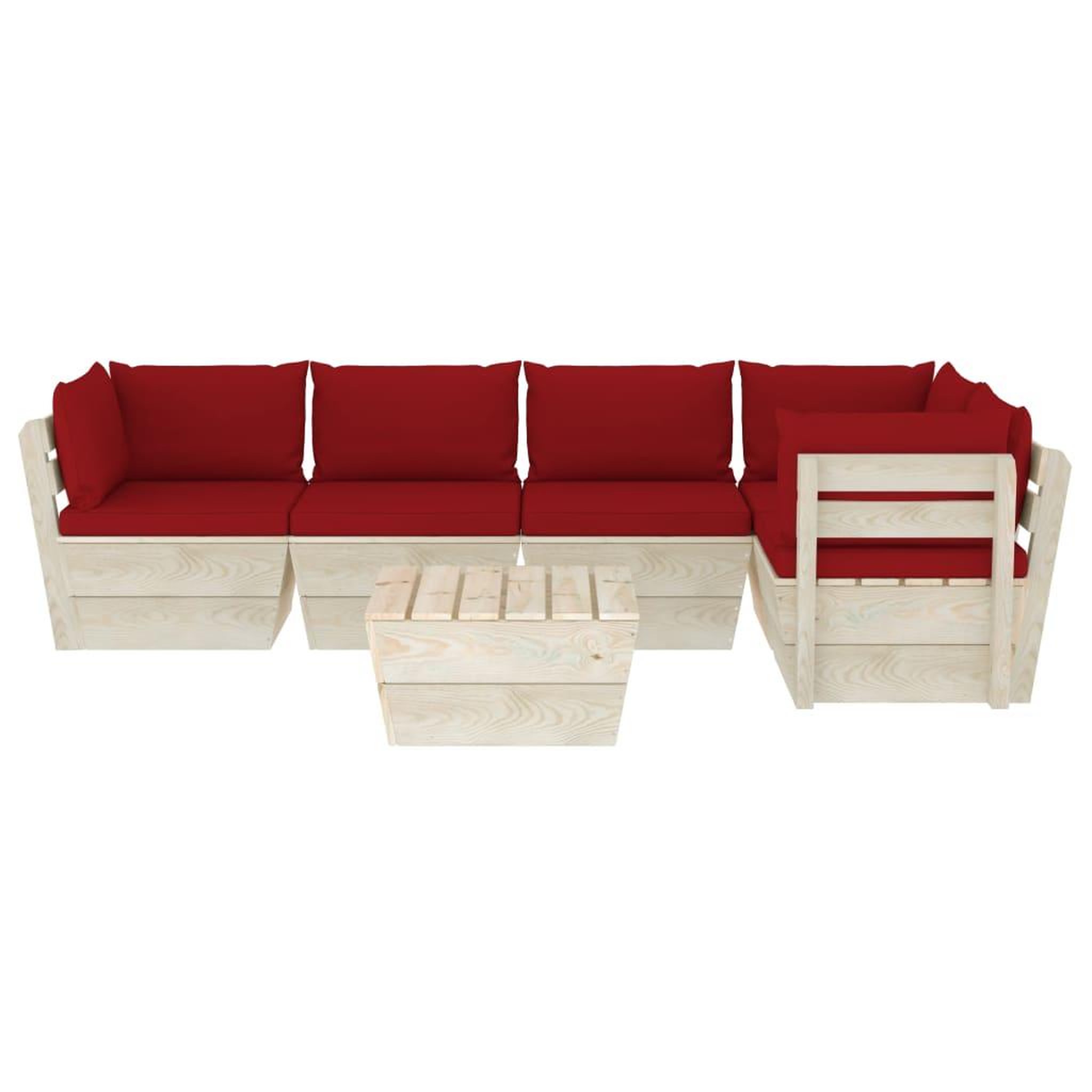 Voir la diapositive 3 : VIDAXL Salon de jardin palette 6 pcs avec coussins bois d'epicea