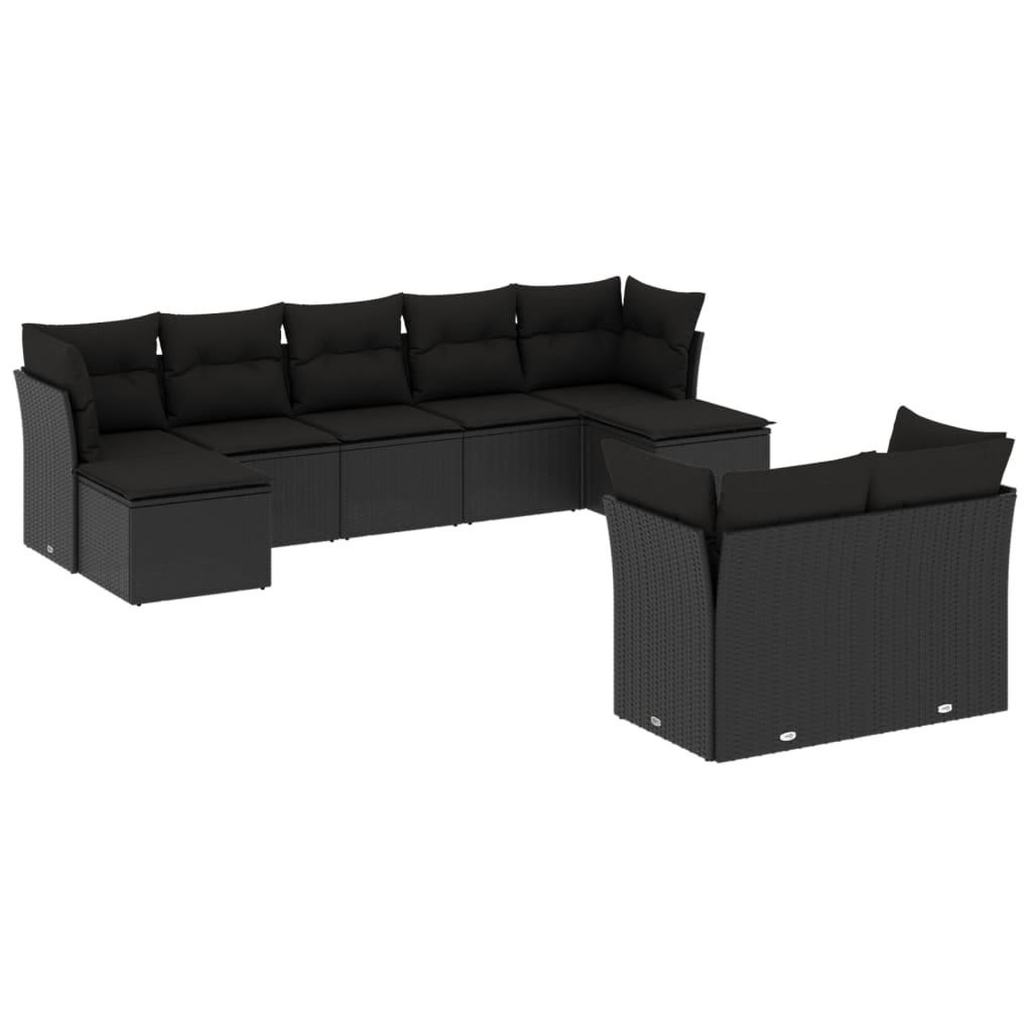 Voir la diapositive 2 : VIDAXL Salon de jardin 9 pcs avec coussins noir resine tressee