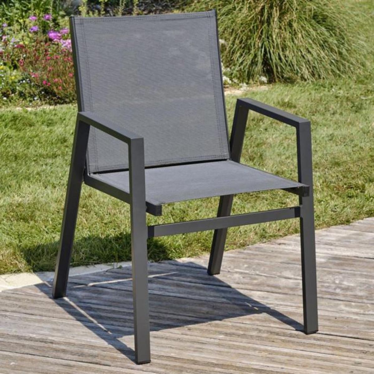 Paris Prix Fauteuil de Jardin Empilable  Floride  86cm Gris Anthracite