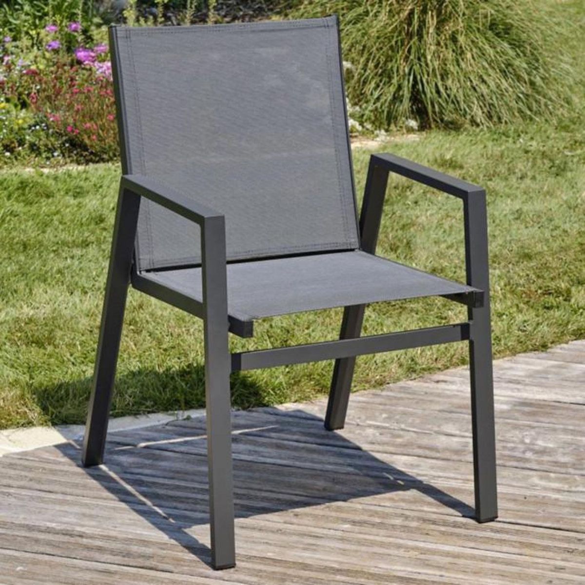 Paris Prix Fauteuil de Jardin Empilable  Floride  86cm Gris Anthracite