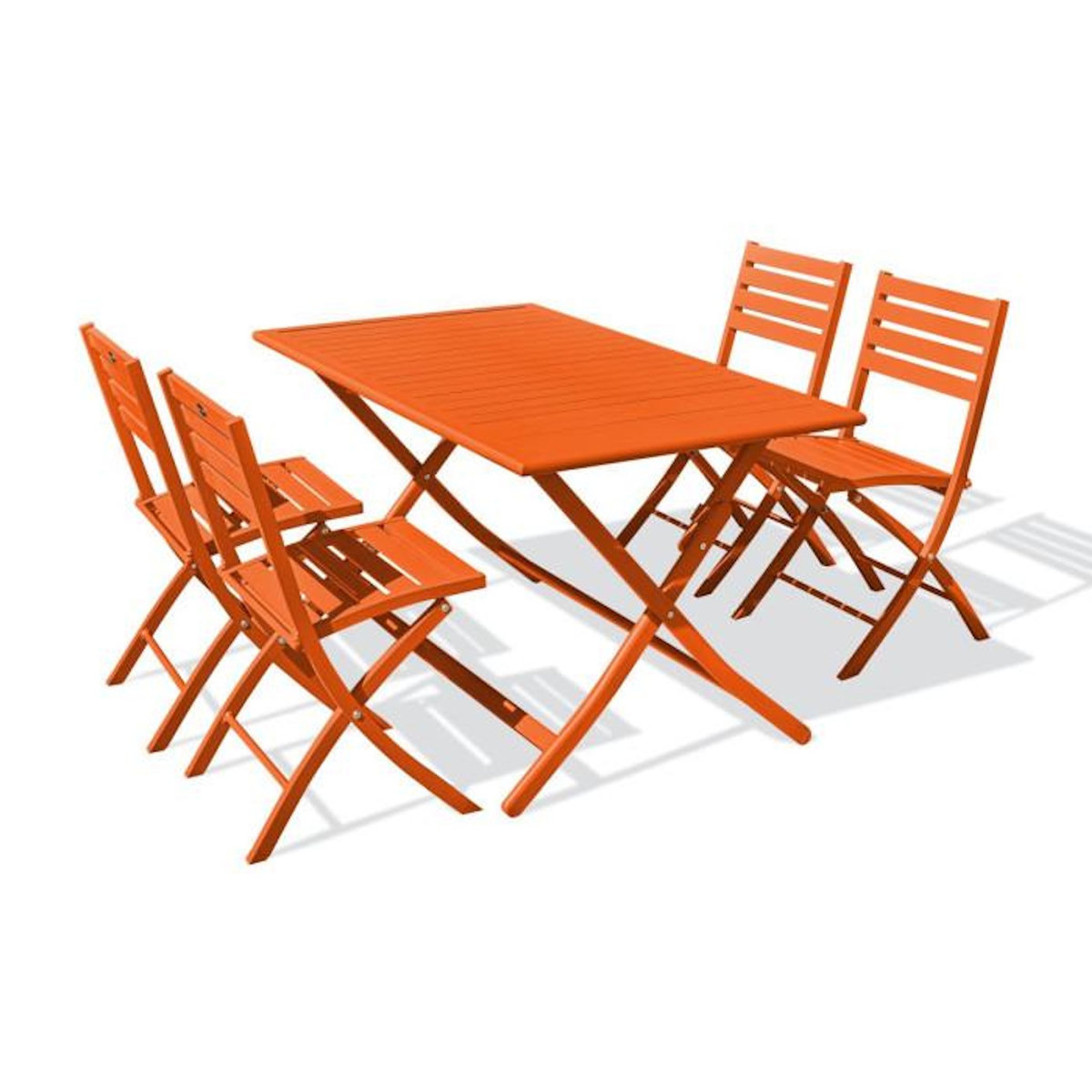 Paris Prix Ensemble Table de Jardin Pliante & 4 Chaises  Marius  140cm Orange