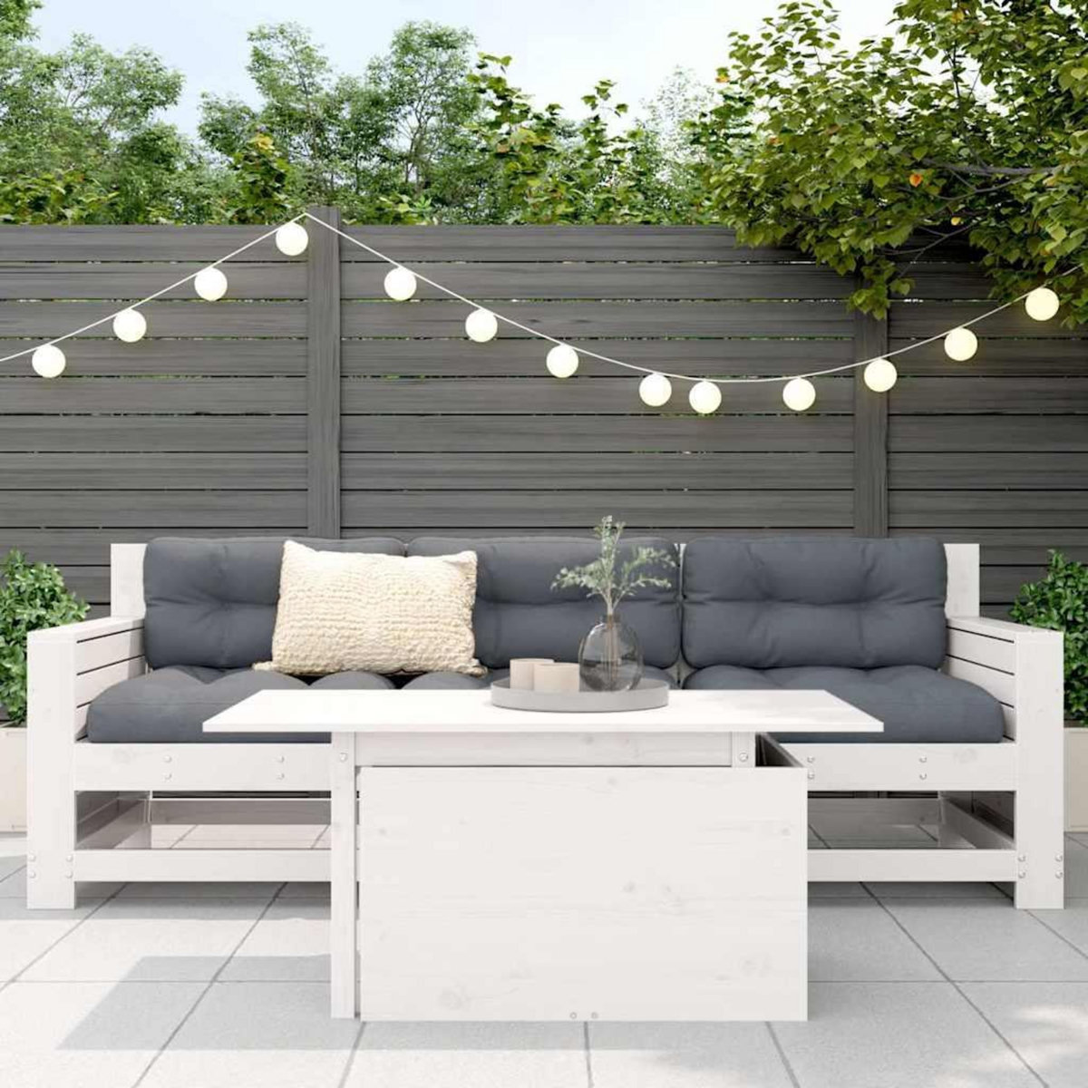 VIDAXL Table de jardin blanc 100x50x75 cm bois massif de pin