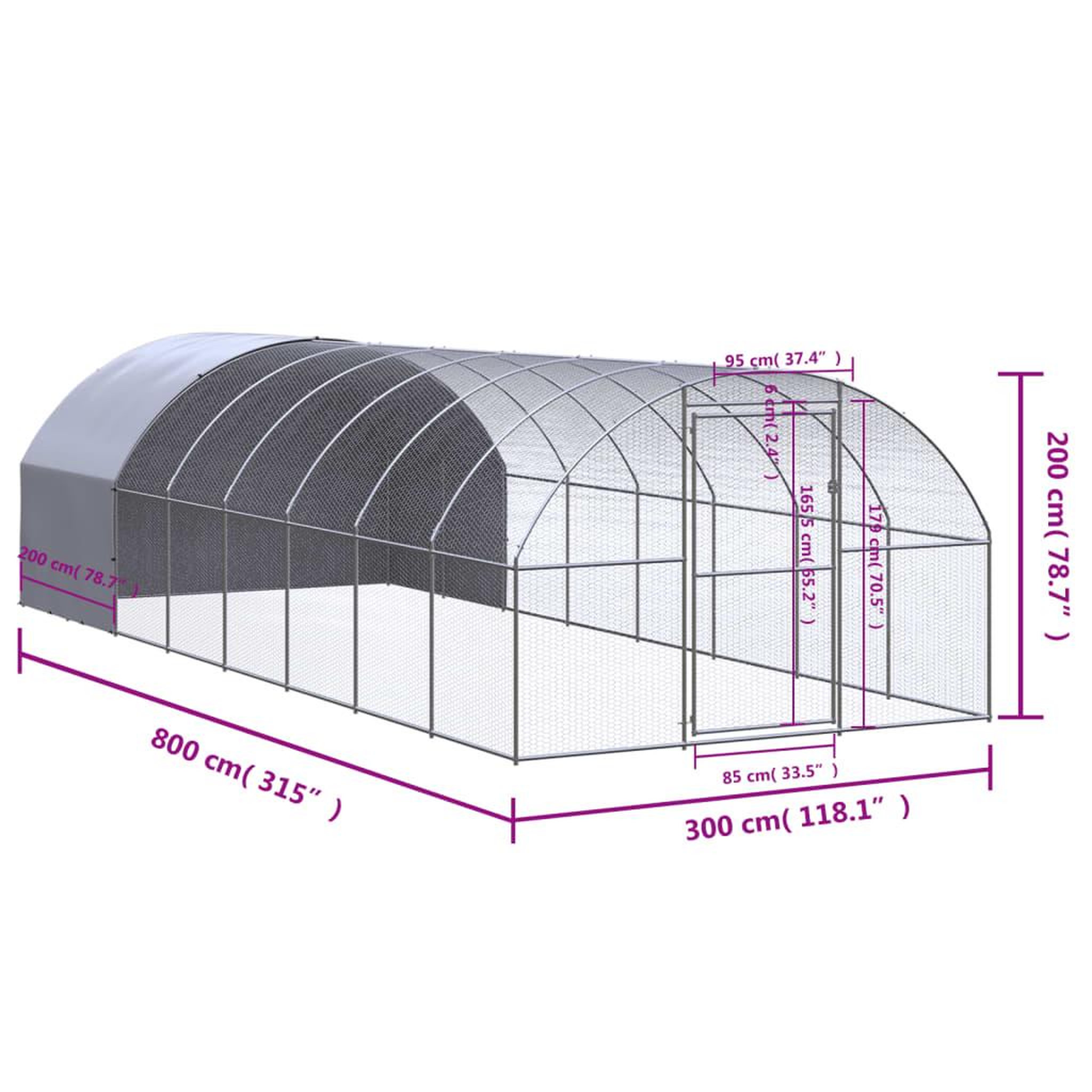 Voir la diapositive 6 : VIDAXL Poulailler d'exterieur 3x8x2 m Acier galvanise