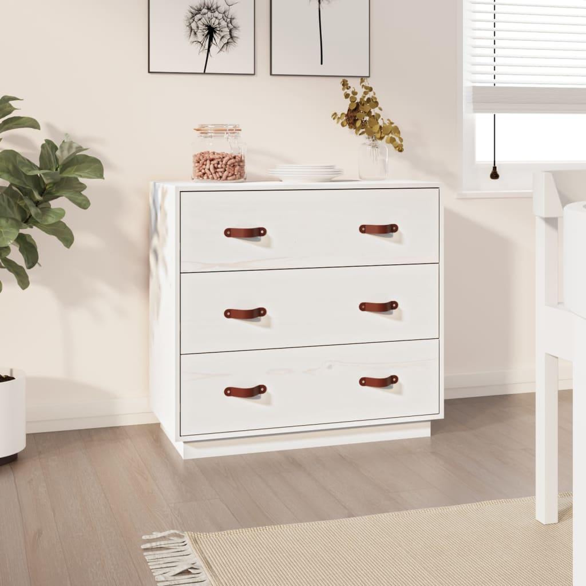 Voir la diapositive 1 : VIDAXL Buffet Blanc 80x40x75 cm Bois massif de pin