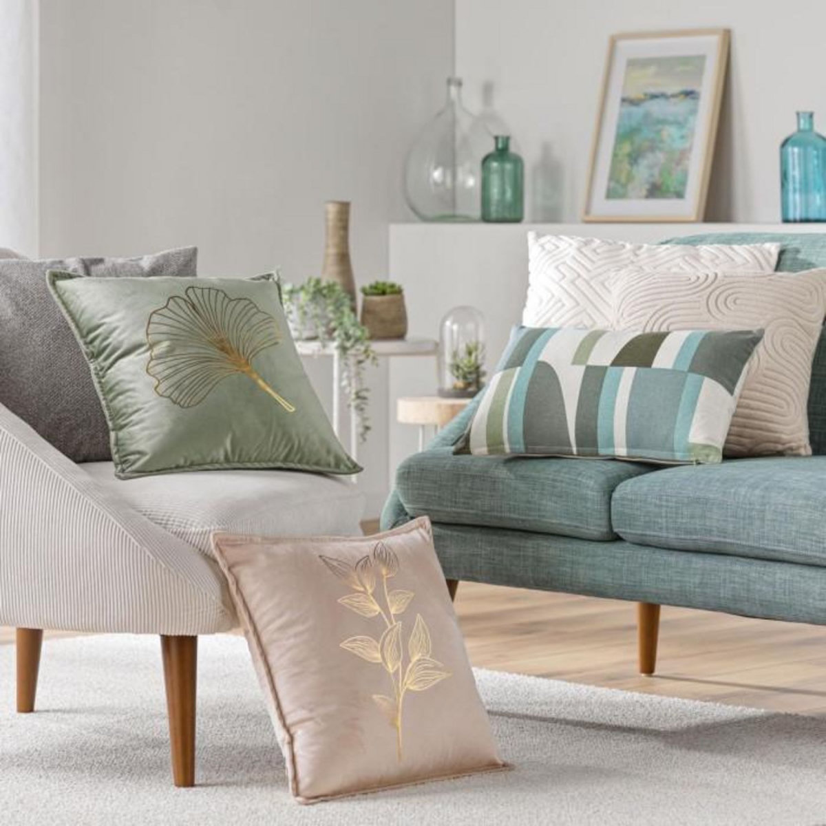 Paris Prix Coussin Déco en Velours  Pila  45x45cm Beige