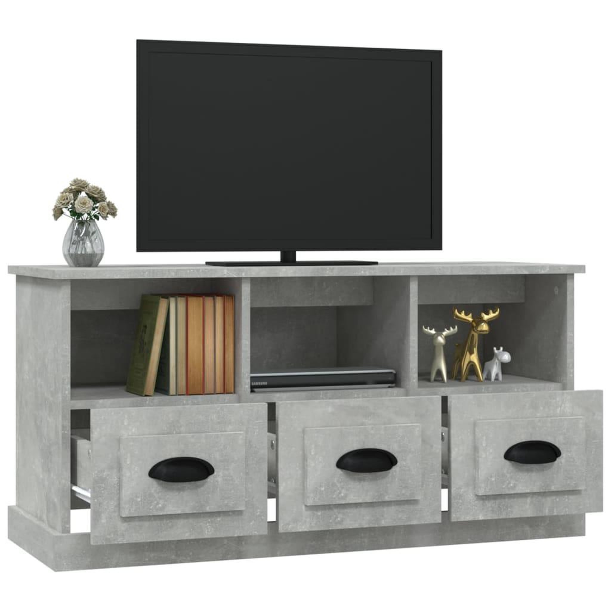 Voir la diapositive 5 : VIDAXL Meuble TV gris beton 100x35x50 cm bois d'ingenierie