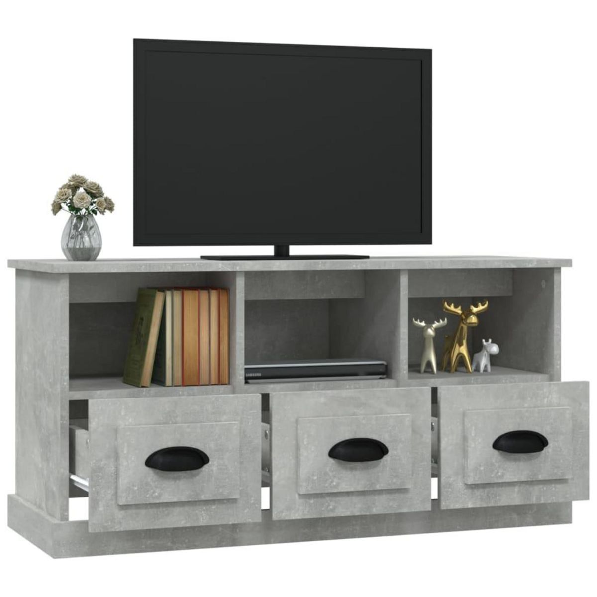 VIDAXL Meuble TV gris beton 100x35x50 cm bois d'ingenierie