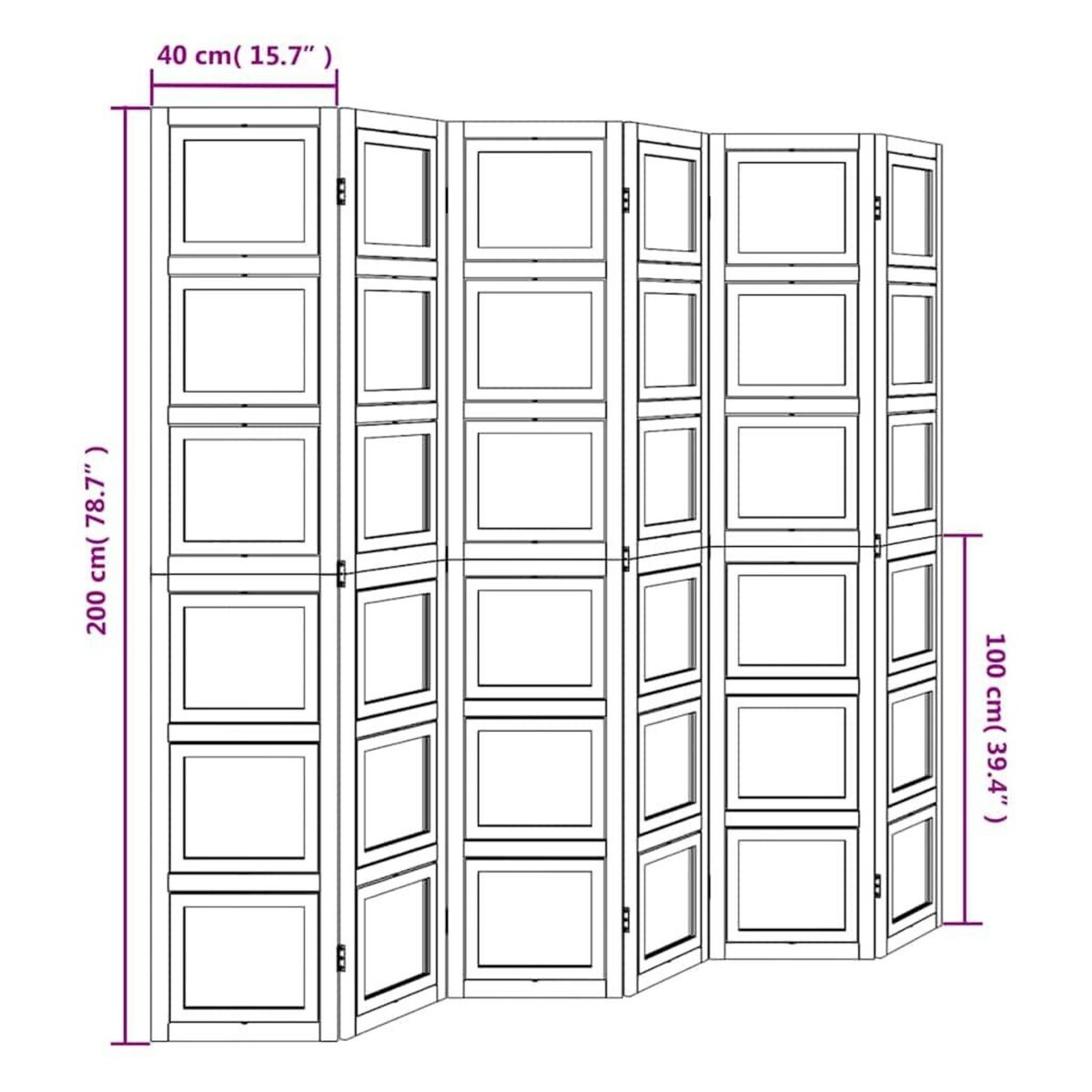 VIDAXL Cloison de separation 6 panneaux blanc bois de paulownia massif