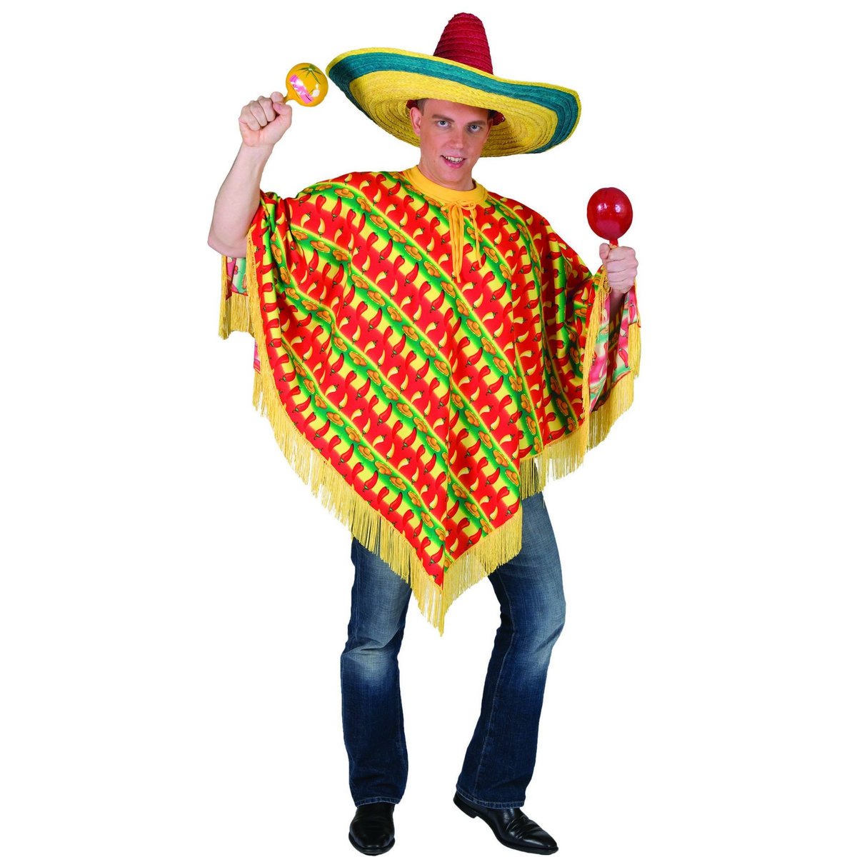 FUNNY FASHION Déguisement Poncho Mexicain - Adulte - M