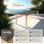 Voir la diapositive 2 : tectake Table en rotin avec cadre en aluminium et bois marron naturel