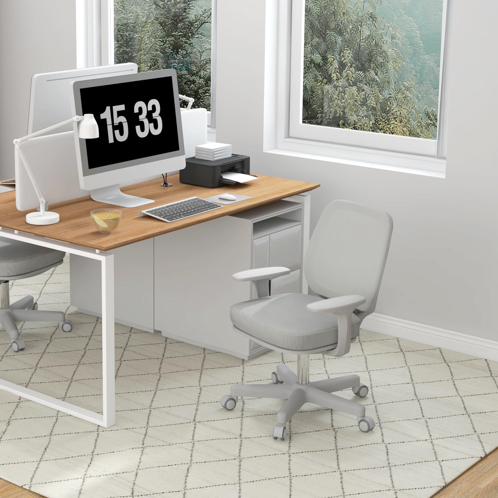Voir la diapositive 2 : VINSETTO Chaise de bureau ergonomique hauteur réglable pivotante 360° revêtement maille gris