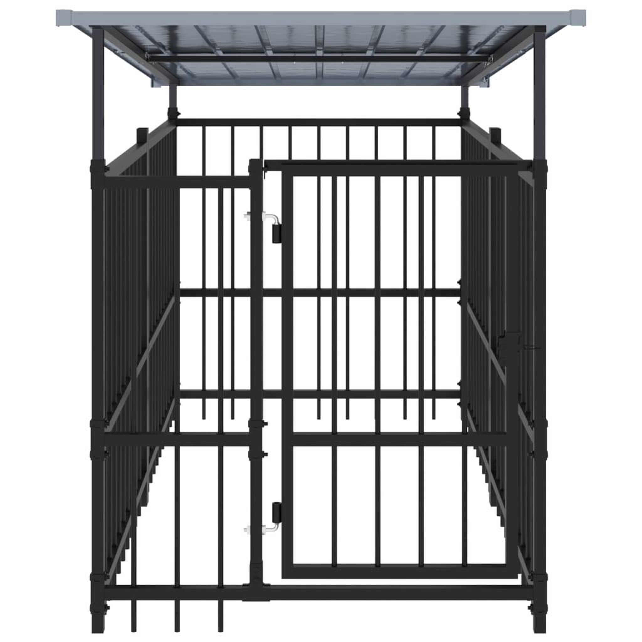 Voir la diapositive 3 : VIDAXL Chenil d'exterieur avec toit pour chiens Acier 1,88 m²