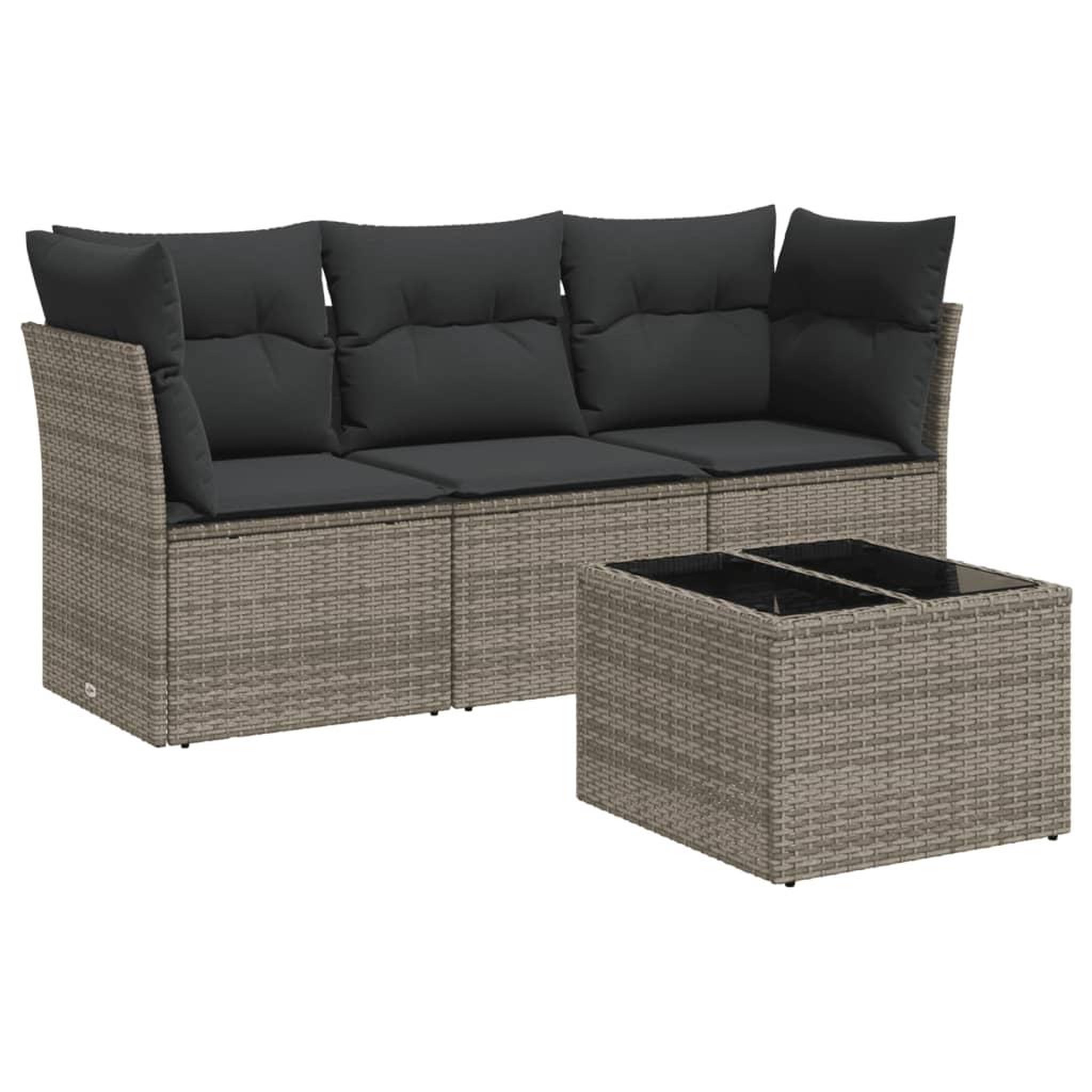 Voir la diapositive 2 : VIDAXL Salon de jardin 4 pcs avec coussins gris resine tressee