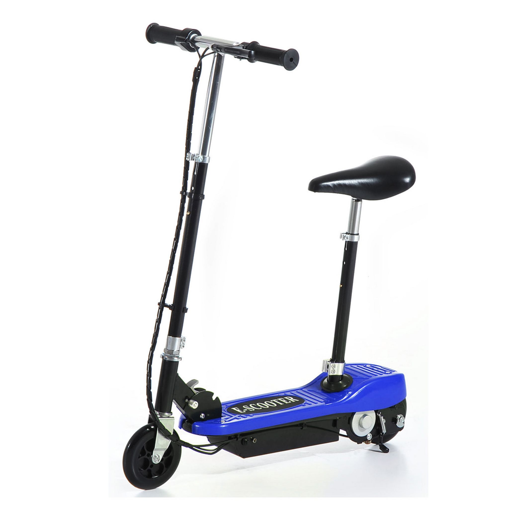 HOMCOM Trottinette électrique 120 W pliable pour enfant de 7 à 12 ans hauteur guidon et selle réglable 10 Km/h max. 2 roues PU bleu