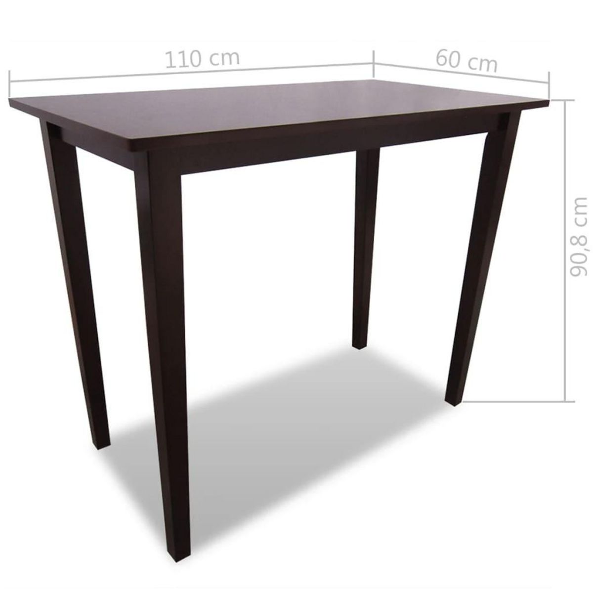 VIDAXL Set table et 4 chaises de bar en bois coloris marron