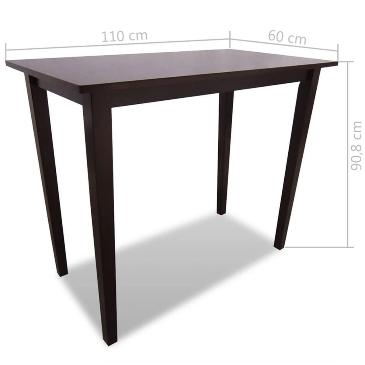 VIDAXL Set table et 4 chaises de bar en bois coloris marron