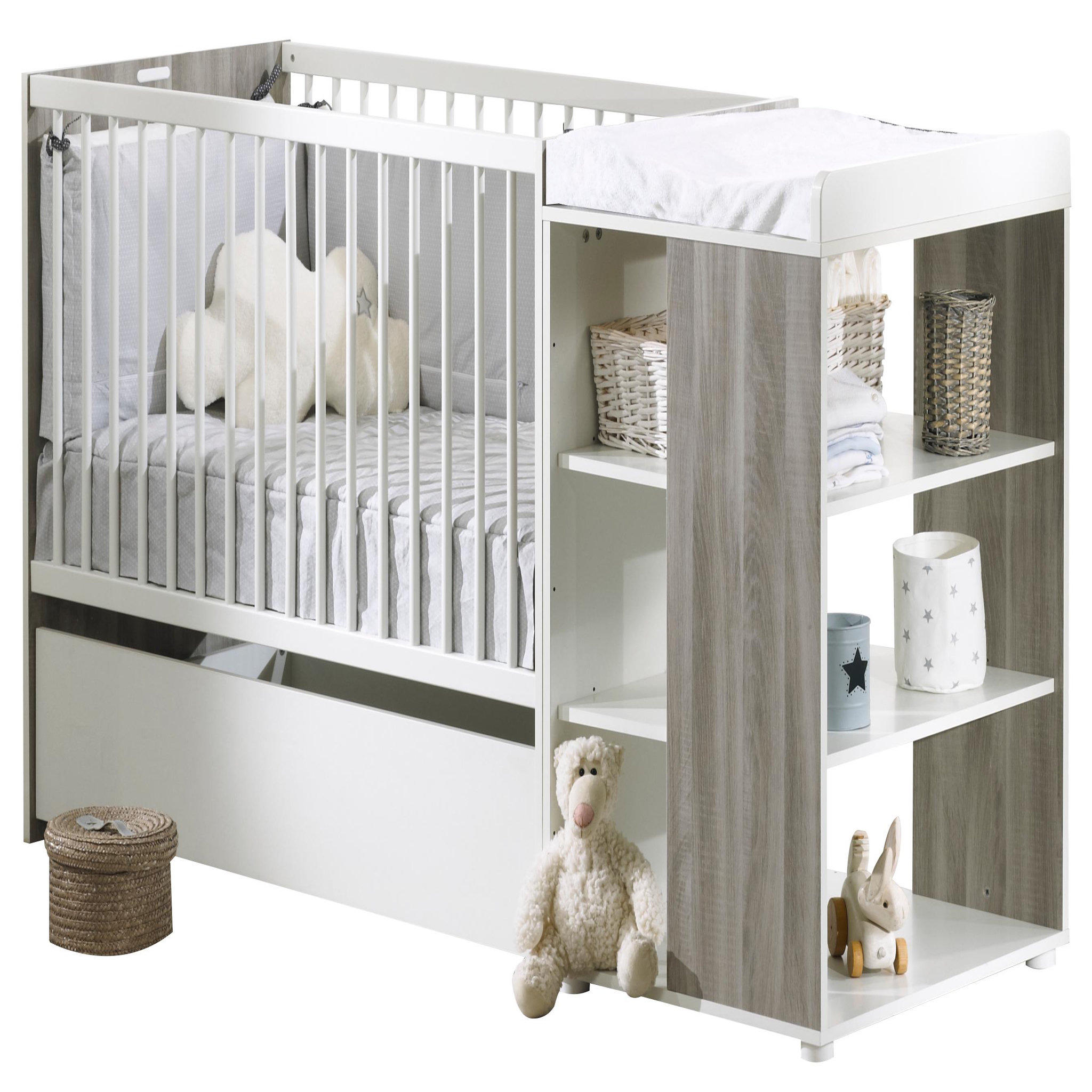 Voir la diapositive 4 : BABY PRICE Lit bébé combiné 60 x120 cm évolutif en 90 x190 cm SLEEPY/FLO