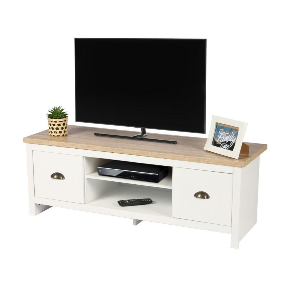 FORNORD Meuble TV blanc 2 portes VIRGINIA