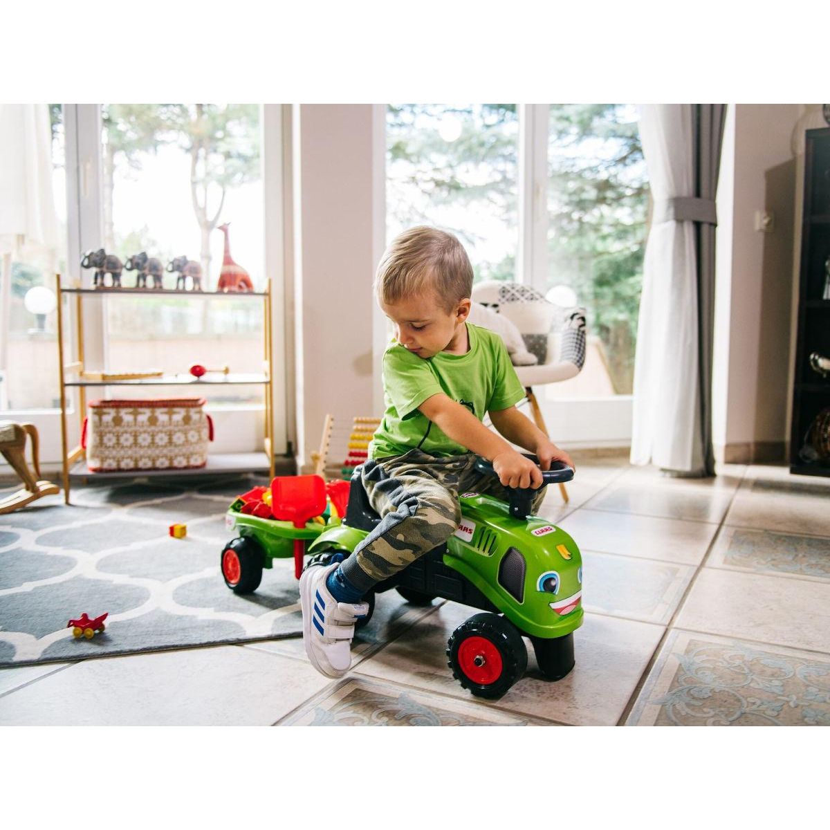 FALK Porteur enfant tracteur Claas avec remorque 1 à 3 ans - Falk