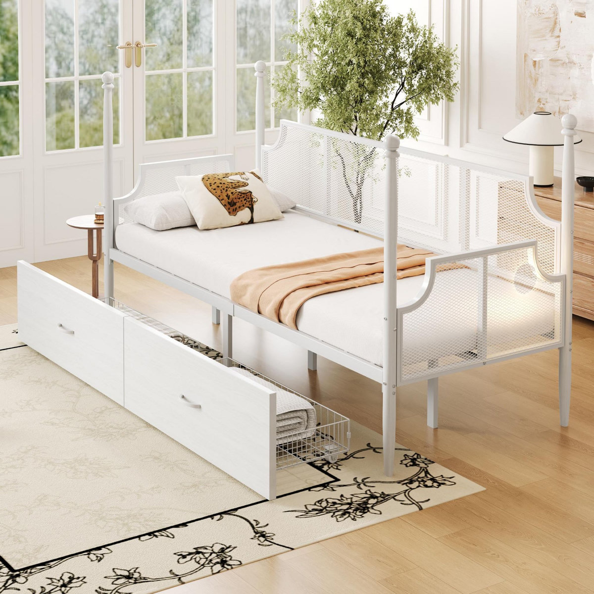 MERAX Lit avec rangement 90x200cm