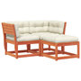 Voir la diapositive 2 : VIDAXL Salon de jardin 3 pcs avec coussins cire marron bois pin massif