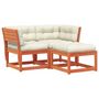 Voir la diapositive 2 : VIDAXL Salon de jardin 3 pcs avec coussins cire marron bois pin massif