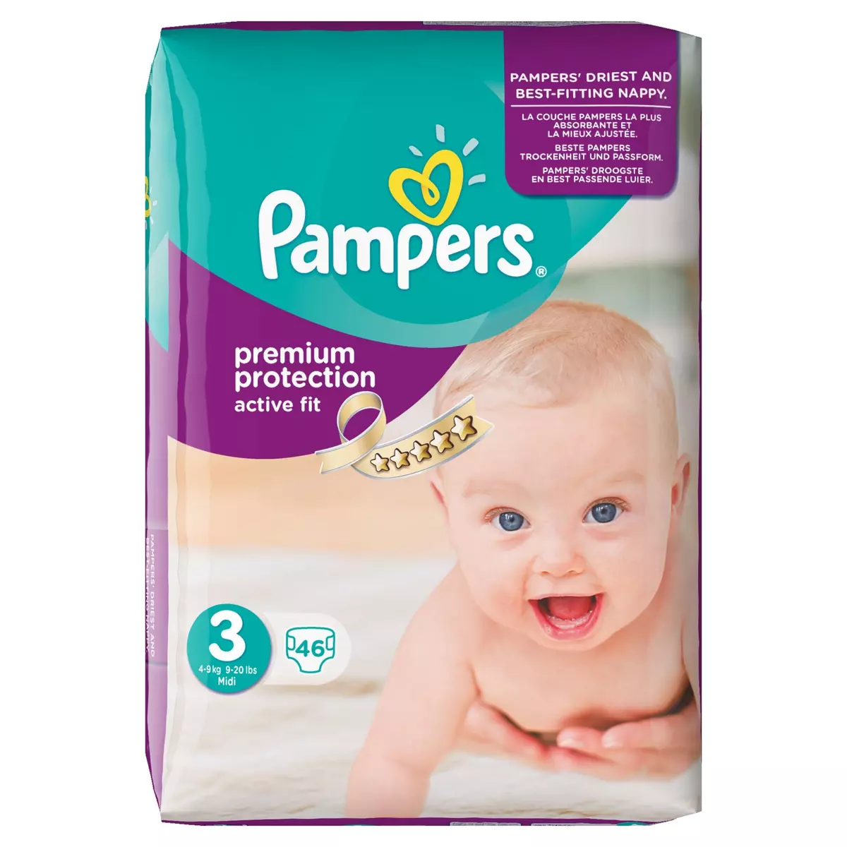 PAMPERS ACTIVE FIT Géant Couches Standard T3 (4-9 kg) X46