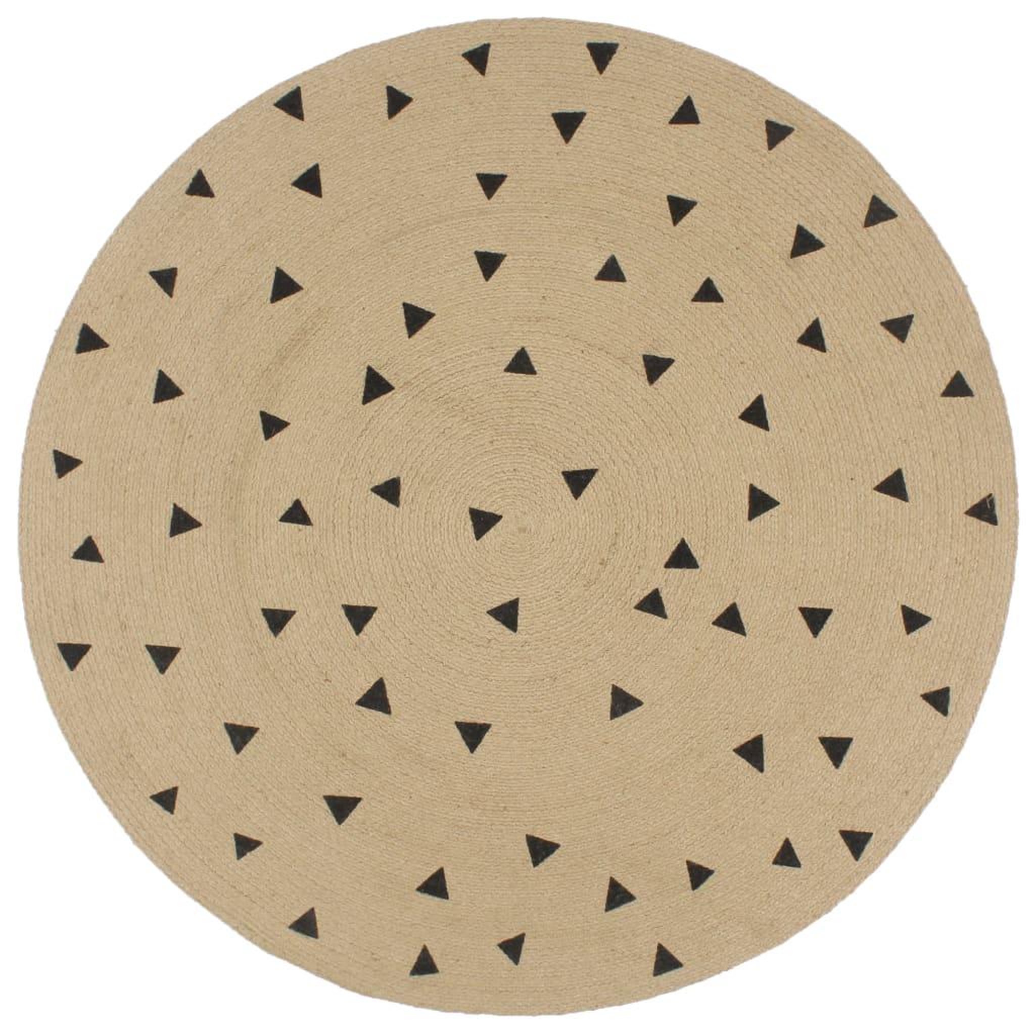 Voir la diapositive 1 : VIDAXL Tapis fait a la main Jute avec imprime a triangles 150 cm