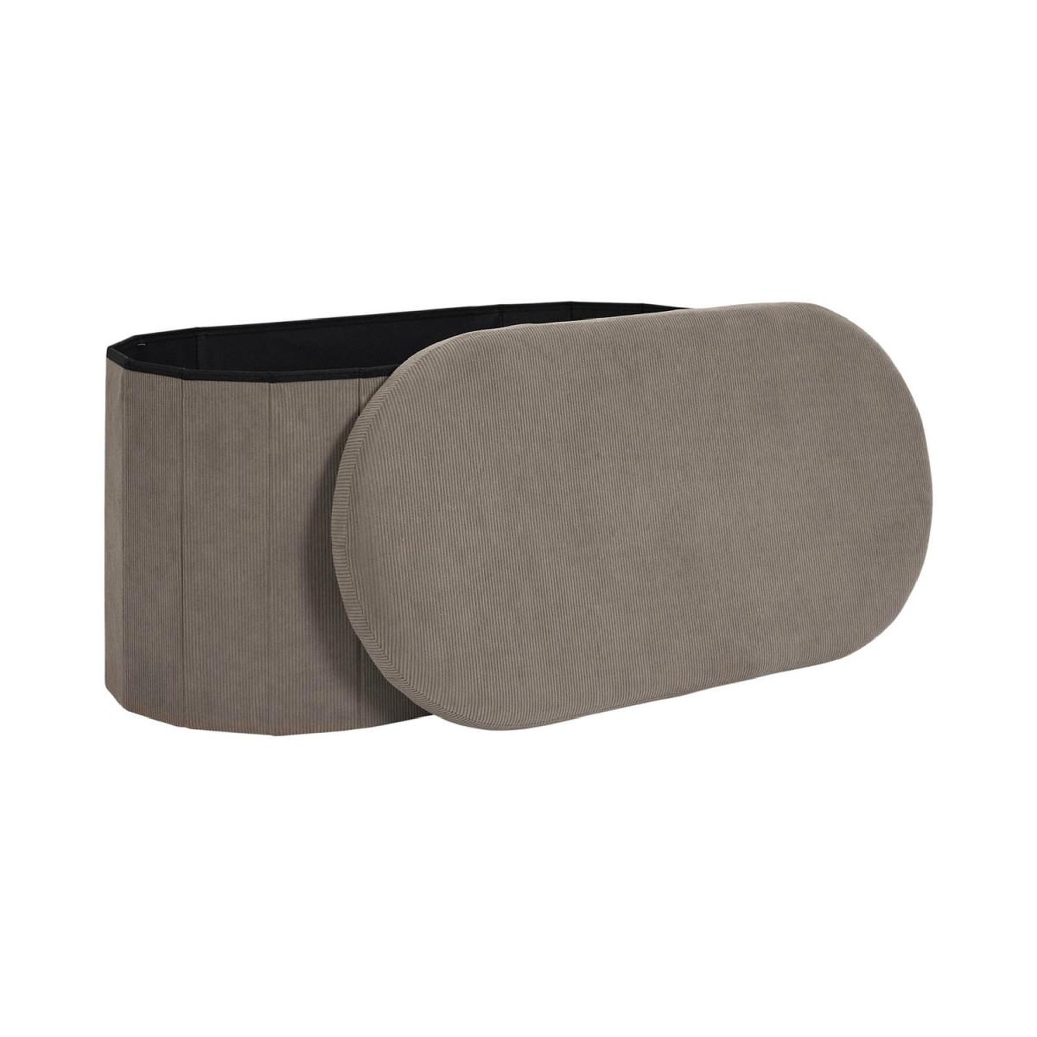 Voir la diapositive 3 : The Home Deco Factory Banc coffre pliable côtelé  jules  76cm taupe