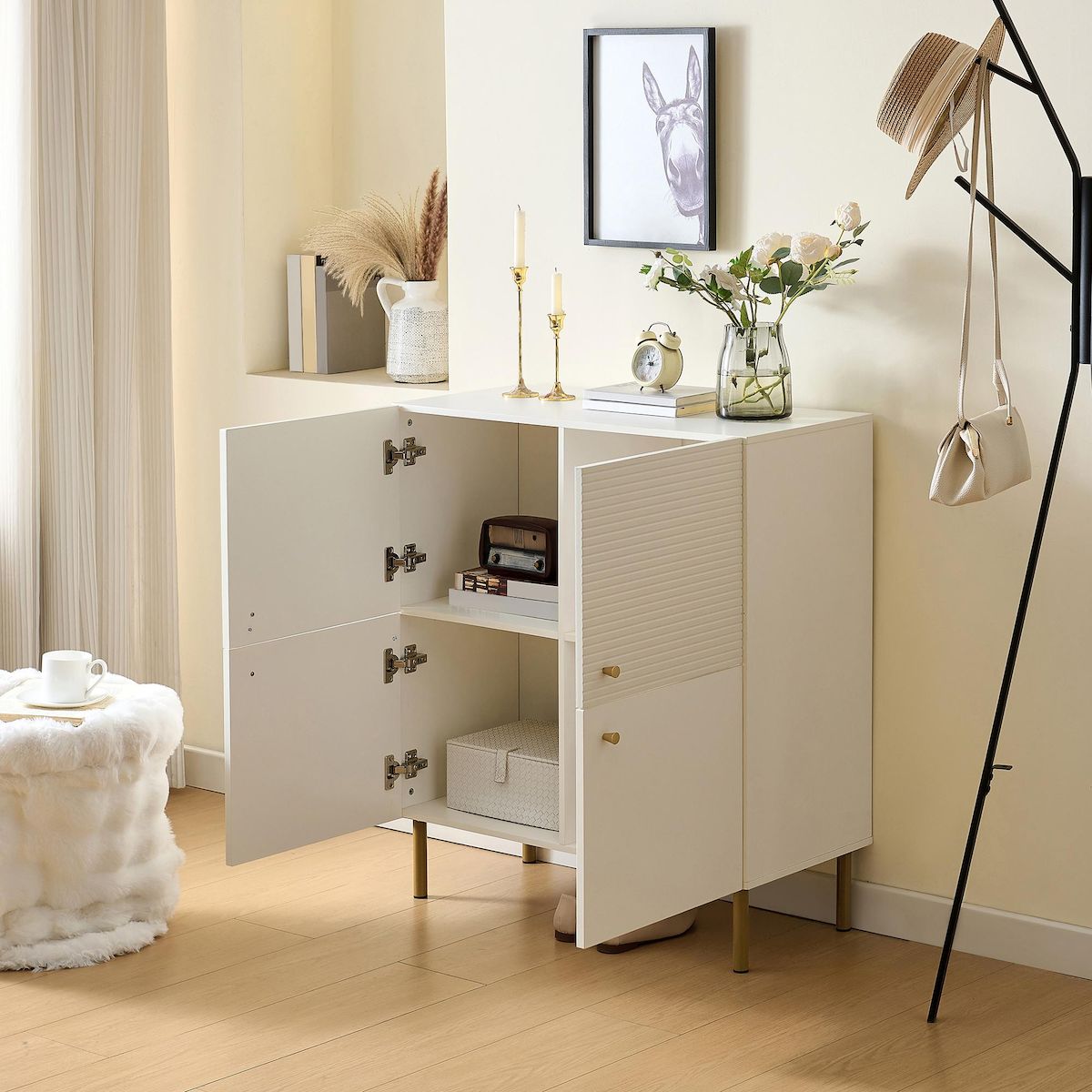 MERAX Buffet 2 porte(s) 0 tiroir(s) - 80 cm blanc mdf