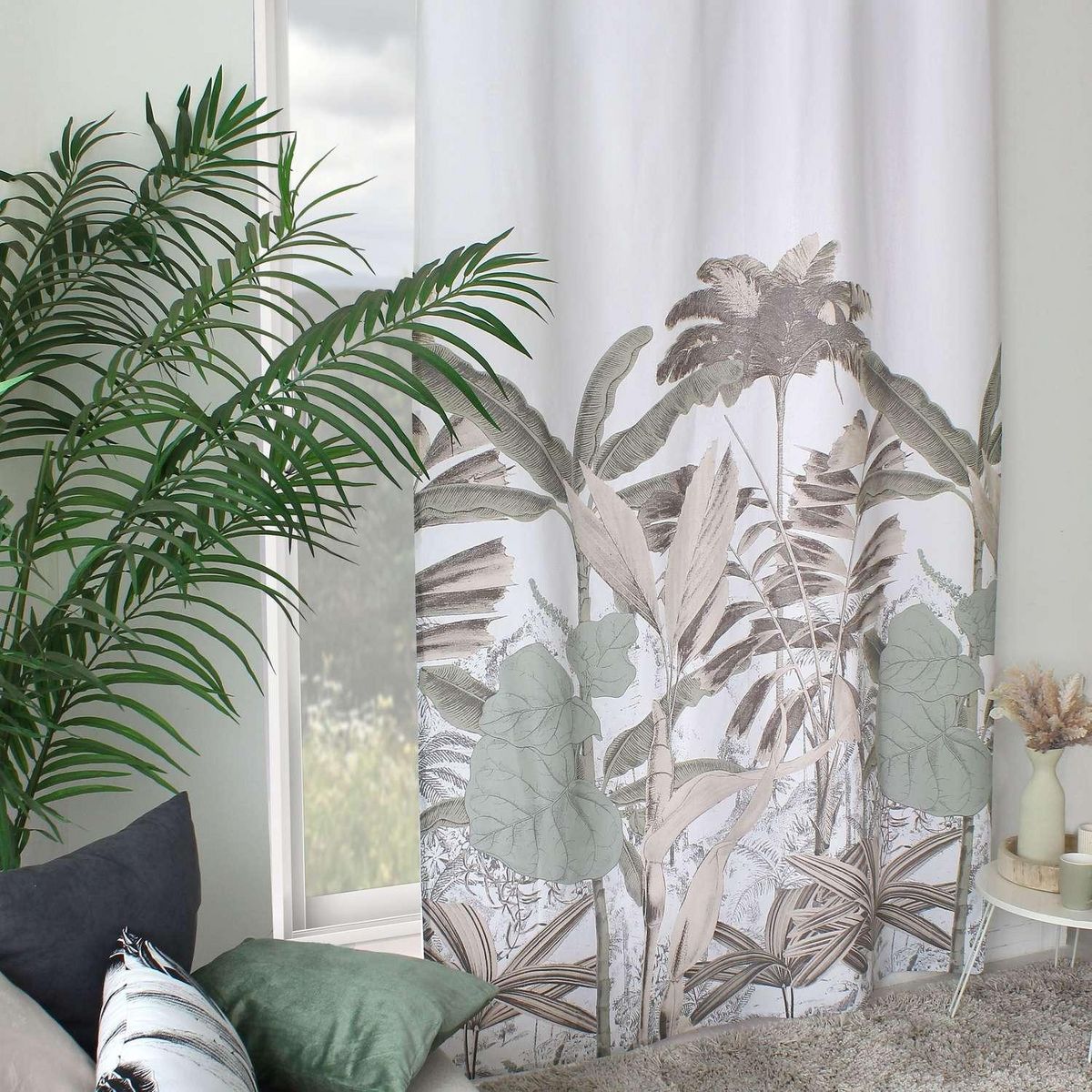 TOILINUX Rideau Milano motifs jungle - 140 x 240 cm - Multicolore