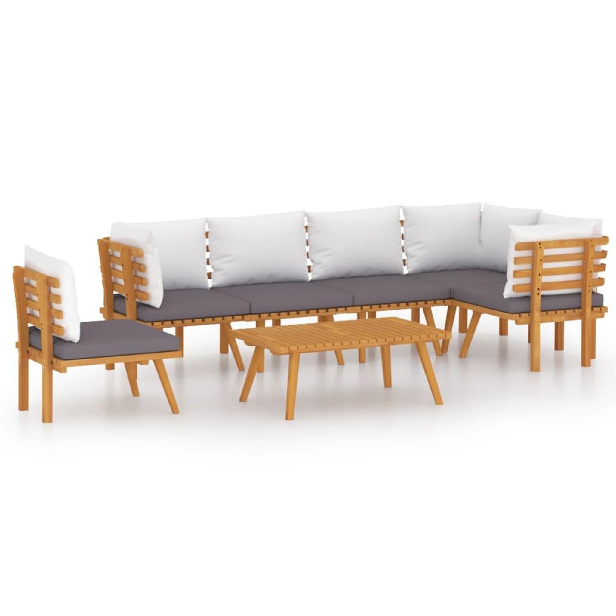 Voir la diapositive 2 : VIDAXL Salon de jardin 7 pcs avec coussins Bois d'acacia solide