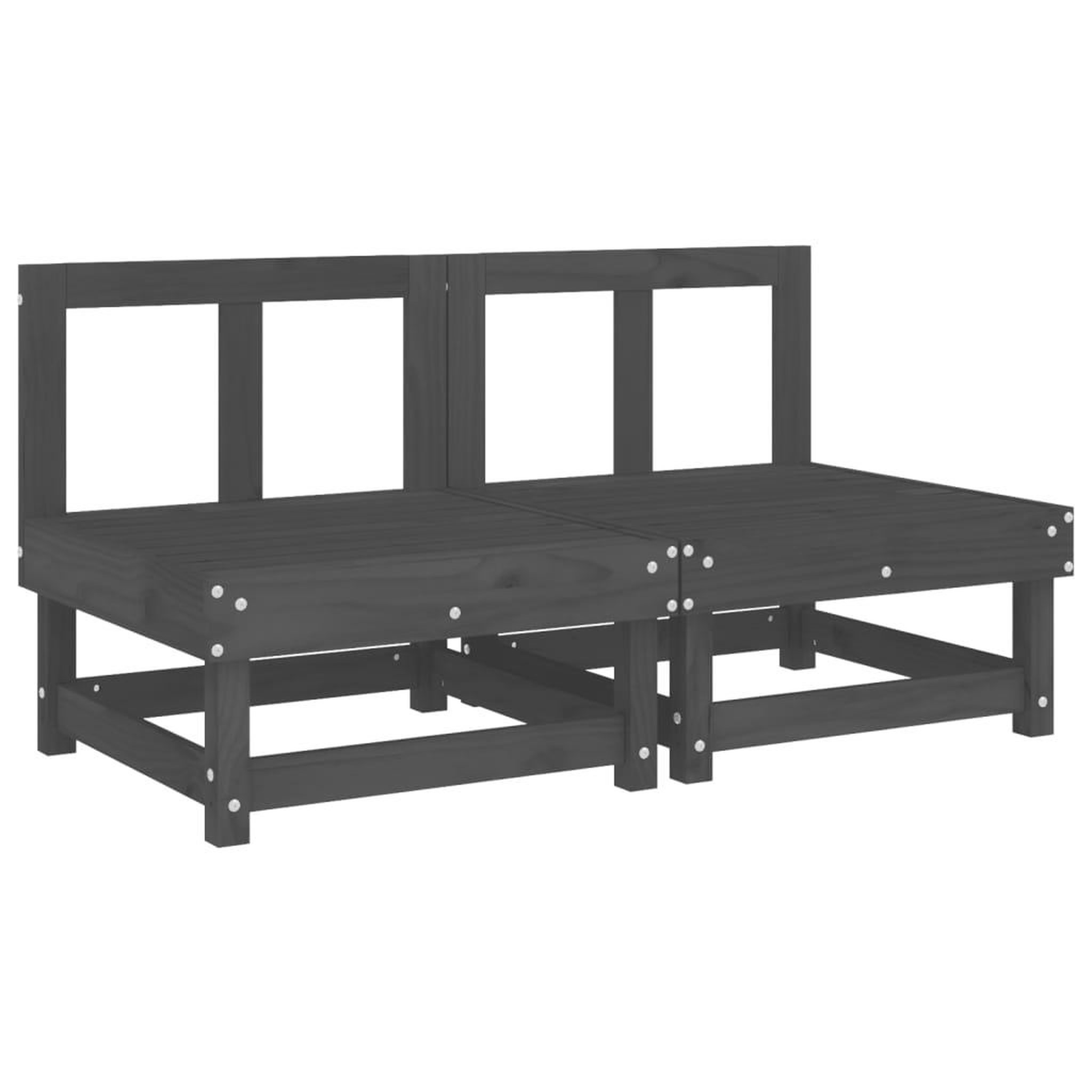 Voir la diapositive 2 : VIDAXL Canapes centraux de jardin 2 pcs gris bois de pin massif