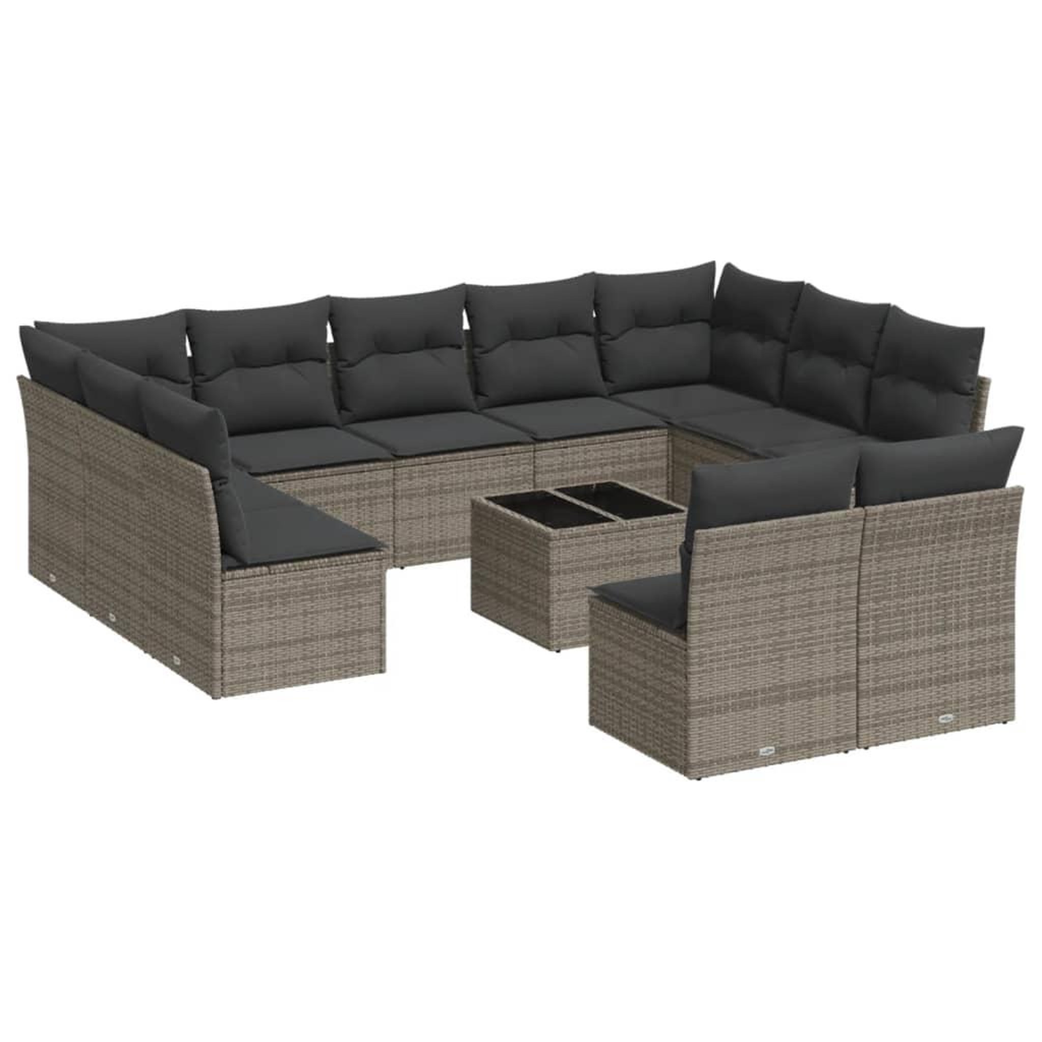 Voir la diapositive 2 : VIDAXL Salon de jardin avec coussins 12 pcs gris resine tressee