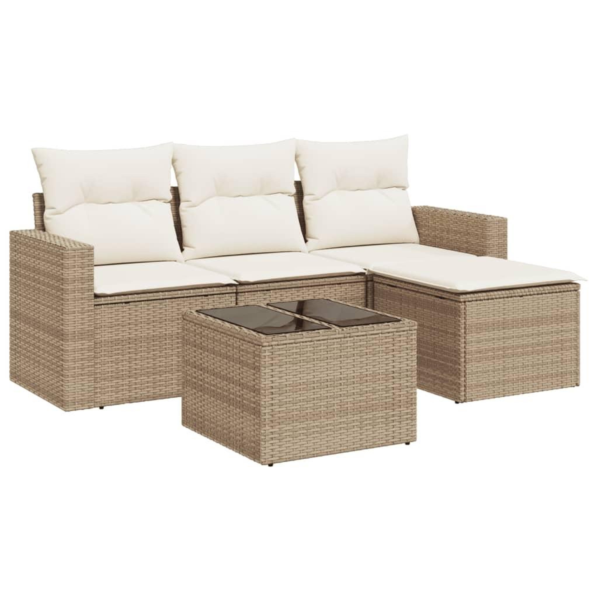 Voir la diapositive 2 : VIDAXL Salon de jardin avec coussins 5 pcs beige resine tressee