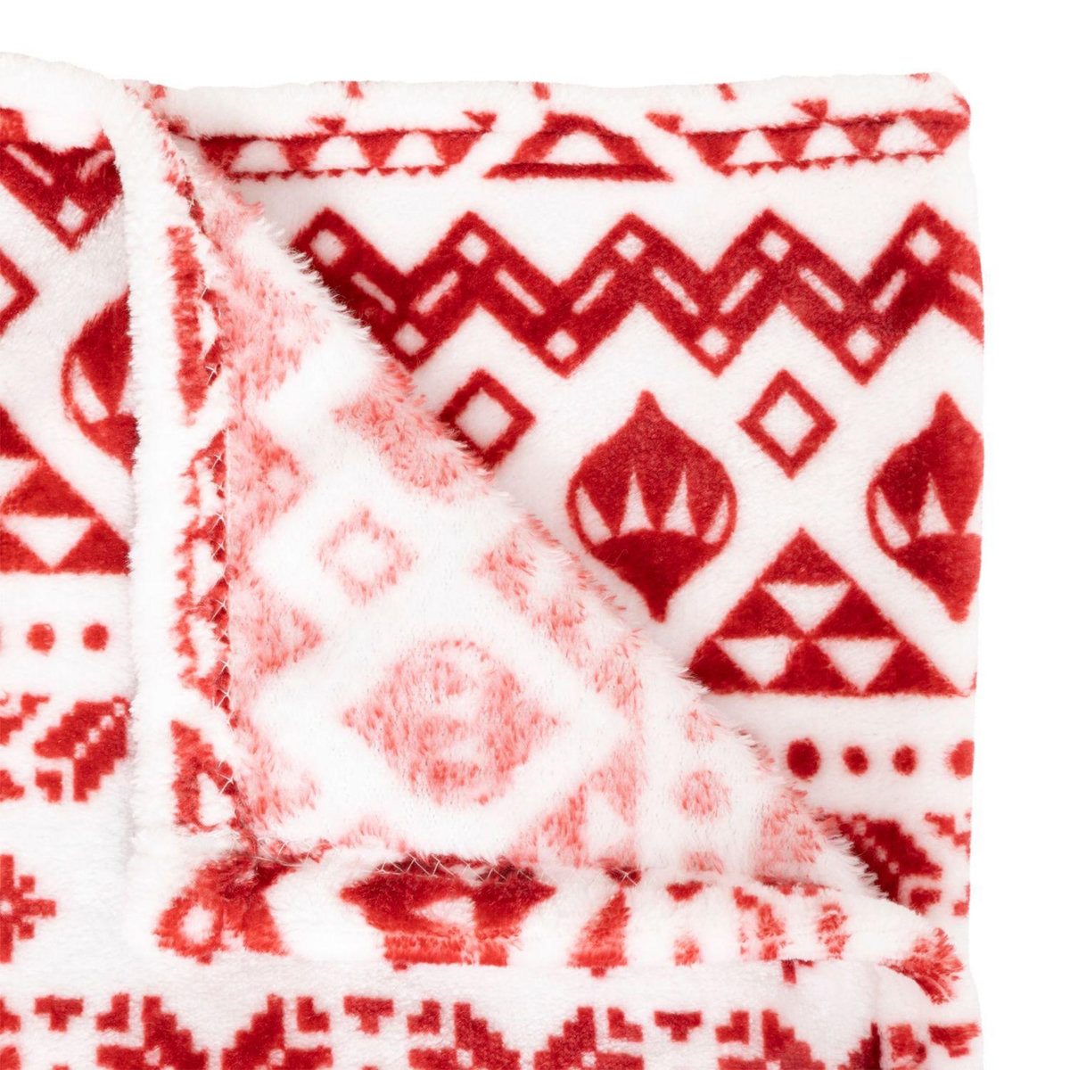 FEERIC LIGHT & CHRISTMAS Plaid de Noël motif Scandinave - 130 x 180 cm - Rouge