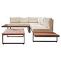 Voir la diapositive 1 : BEST MOBILIER Yulara - salon bas d'angle de jardin 5 places - bois, métal et coussins beiges