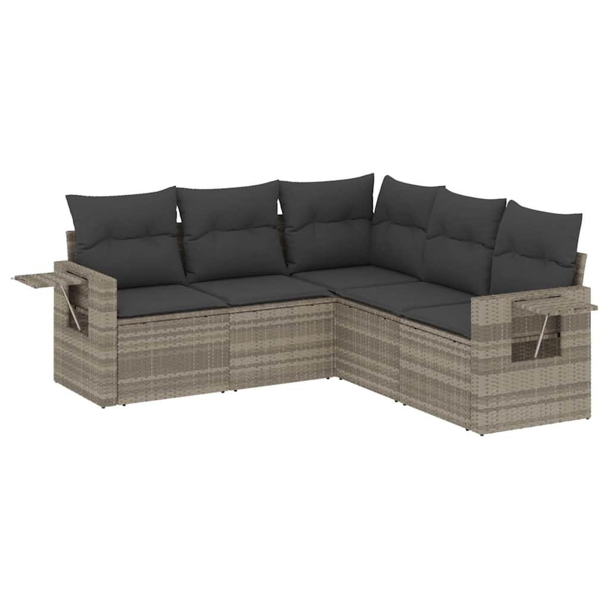 Voir la diapositive 2 : VIDAXL Salon de jardin 5 pcs avec coussins gris clair resine tressee