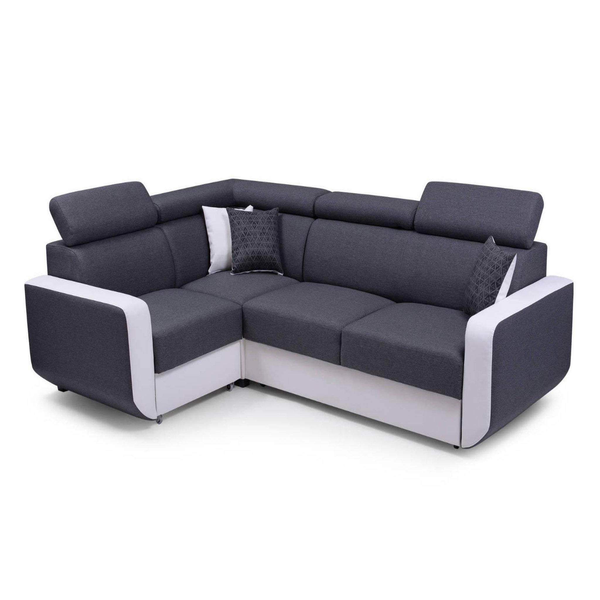 BEST MOBILIER Dustin - canapé d'angle l réversible - 5 places - convertible avec coffre - têtieres réglables. Coloris disponibles : Bicolore