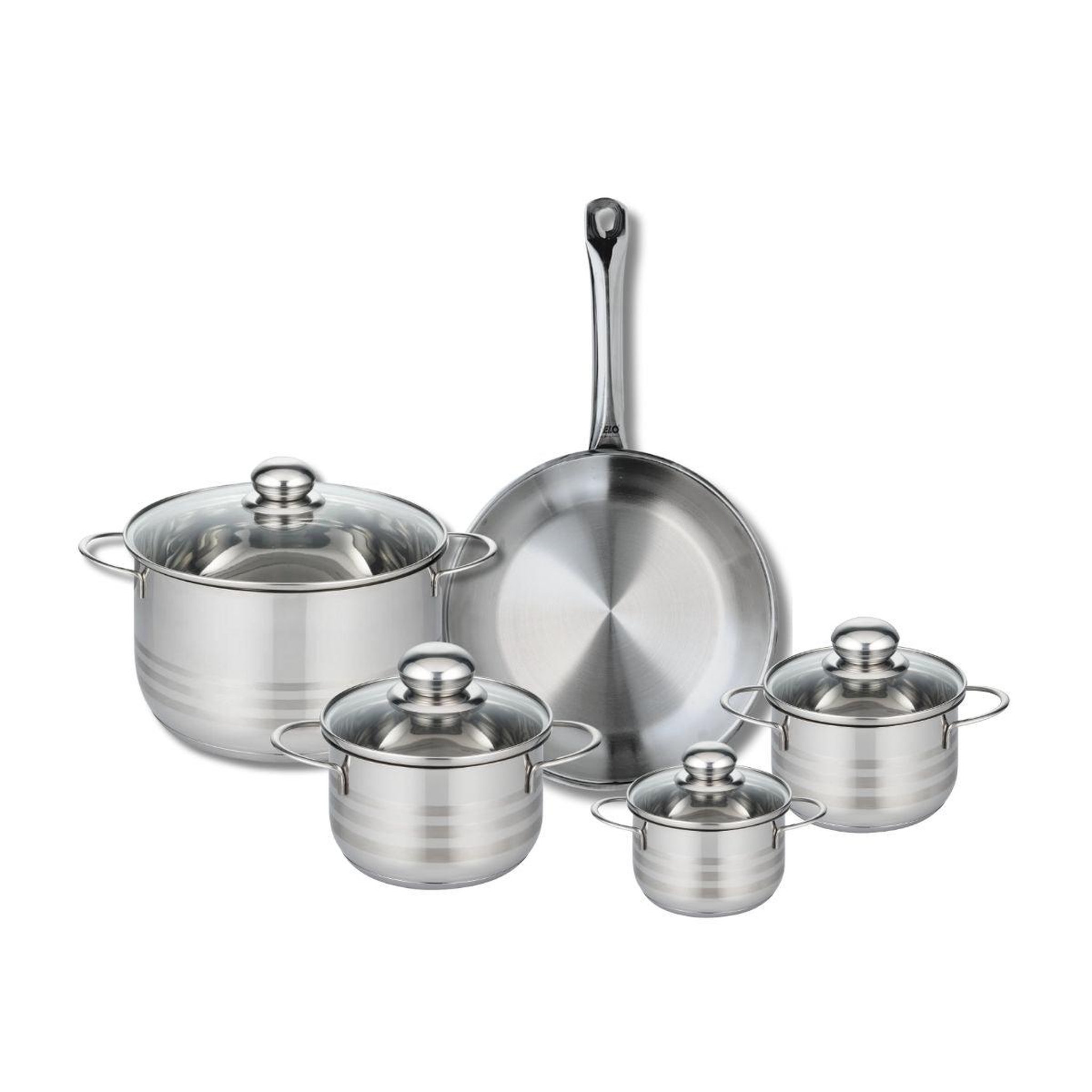 ELO Ensemble de 1 poêle de cuisson 28 cm et 4 faitouts 12, 14, 16 et 24 cm elo profi brillant