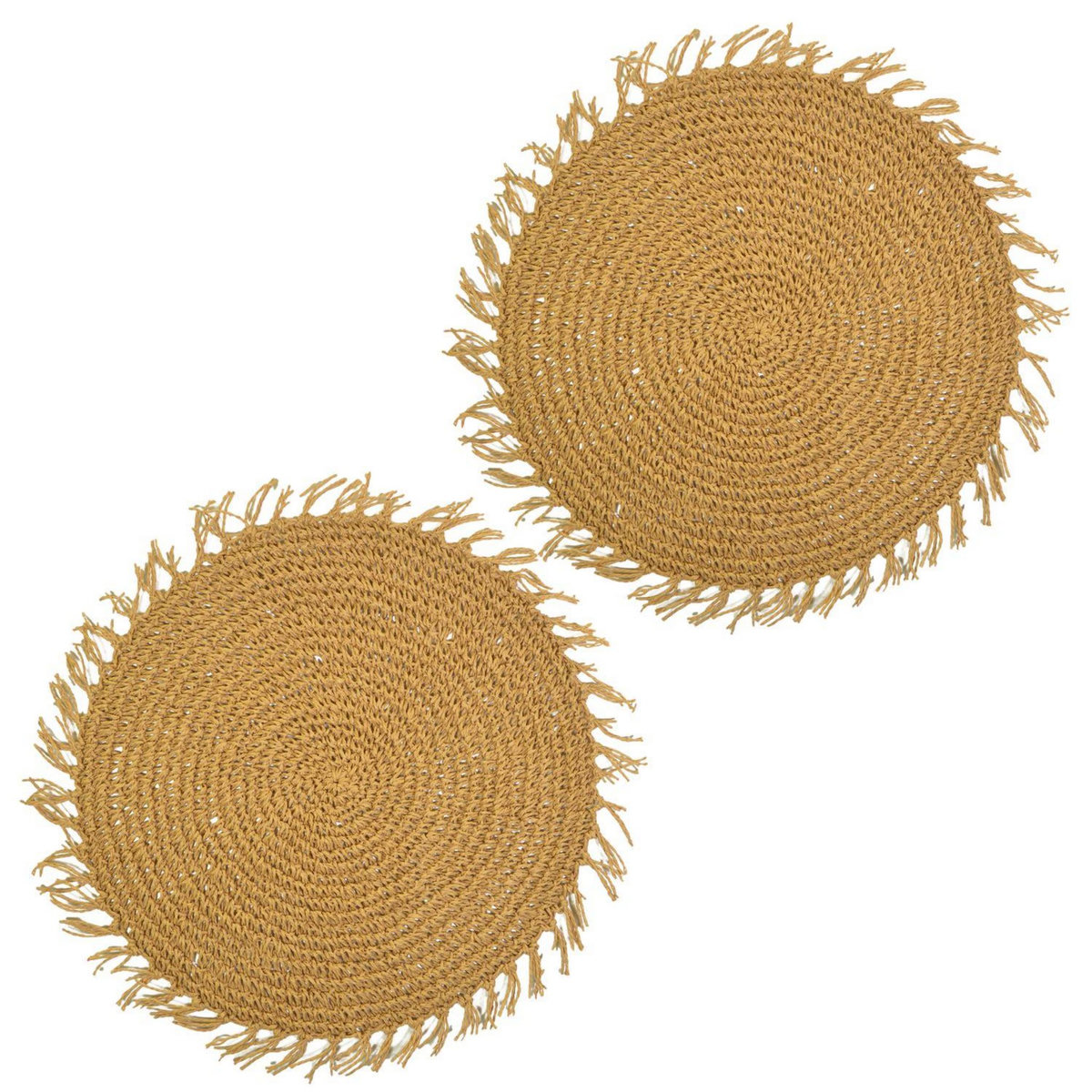 HABITABLE Lot de 2 sets de tables ronds en jute FILI