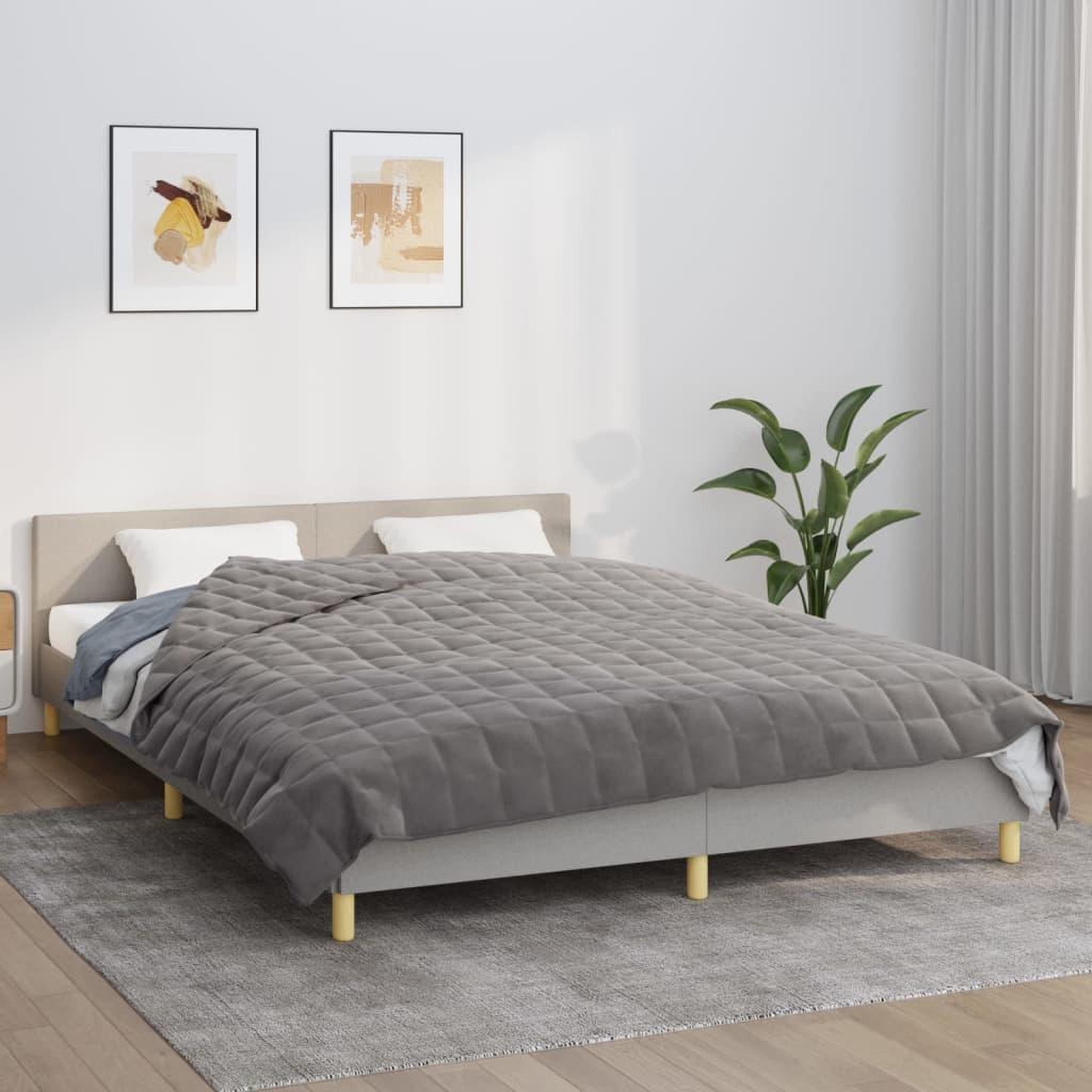 Voir la diapositive 1 : VIDAXL Couverture lestee Gris 200x230 cm 13 kg Tissu