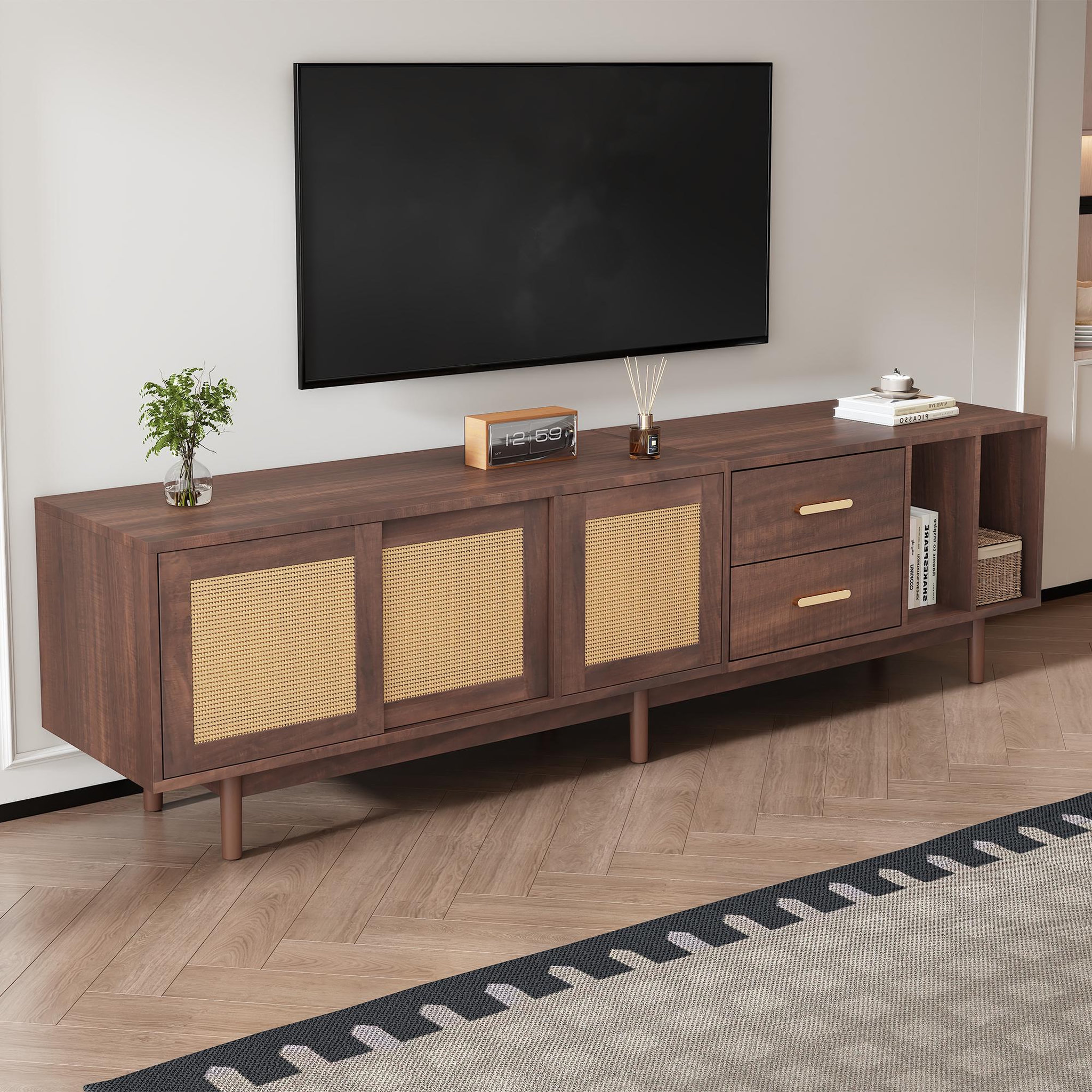 Voir la diapositive 4 : MERAX Meuble tv marron 190cm mdf