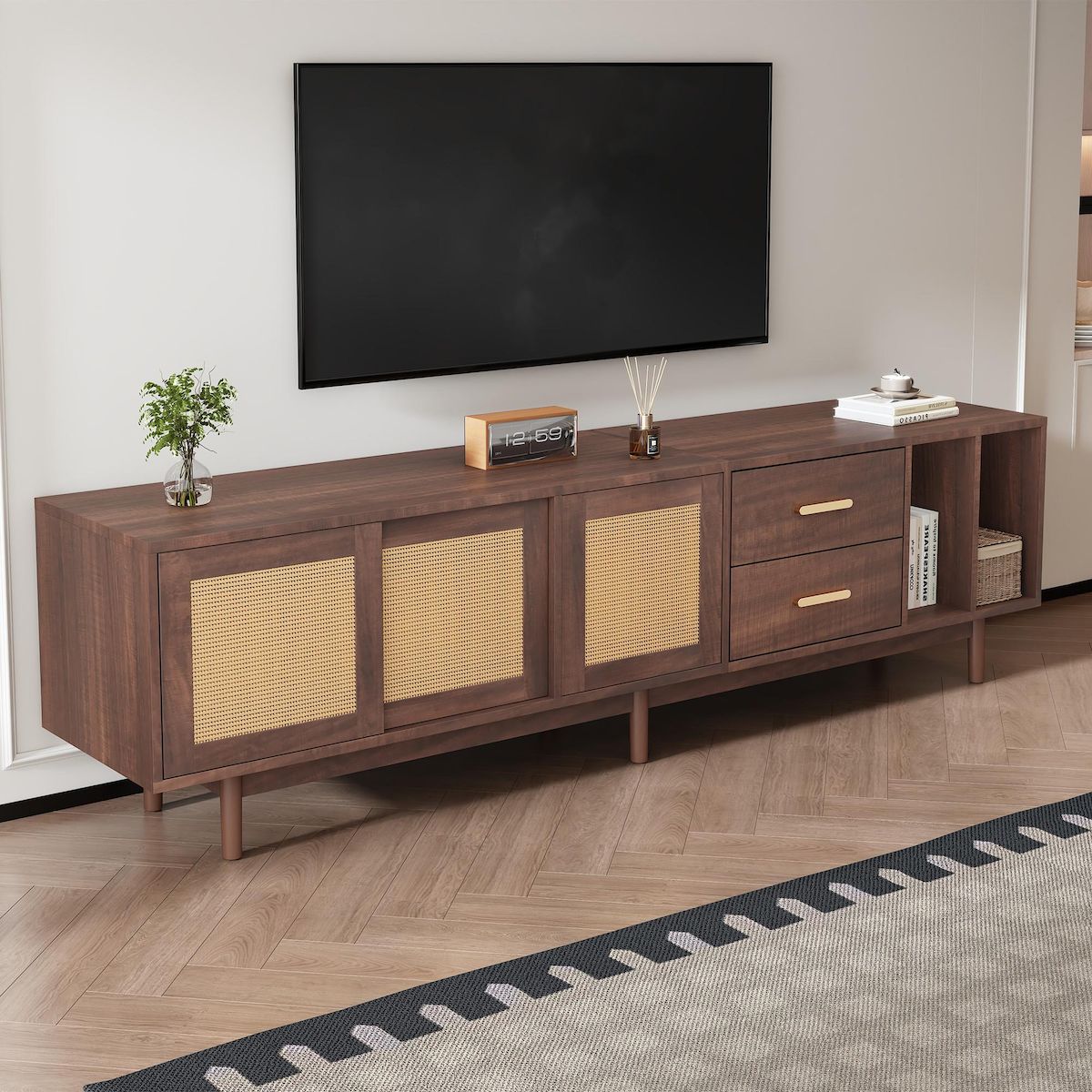 MERAX Meuble tv marron 190cm mdf