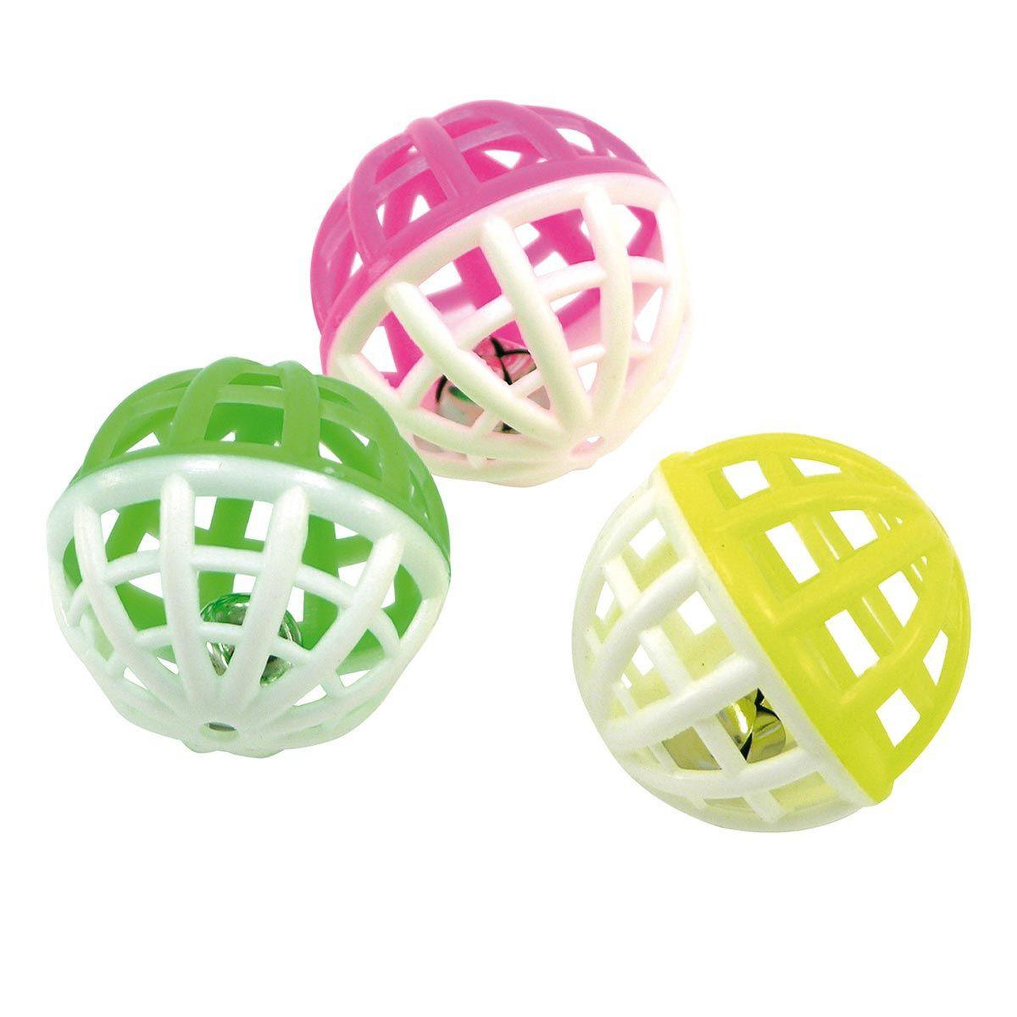 LOVE STORY Lot de 3 Balles pour Chat  Grelot  4cm Multicolore