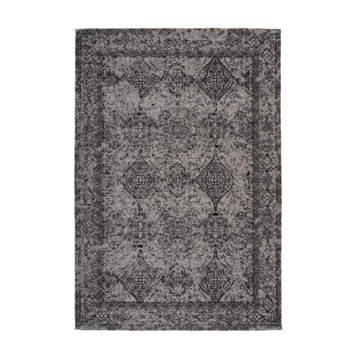 Paris Prix Tapis Vintage à Poils Courts  Iglesia  Gris & Noir